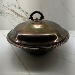 Vintage Silver-Toned Covered Serving Bowl